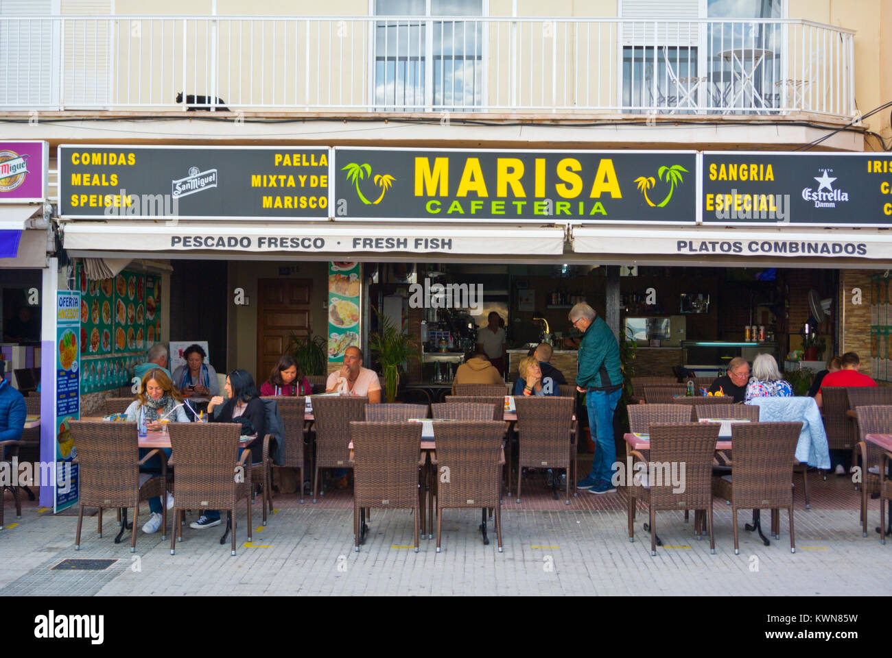 Restaurant de fruits de mer, Avinguda de Bartomeu Riutort, Platja de Palma, Can Pastilla, à Palma, Majorque, îles Baléares, Espagne Banque D'Images