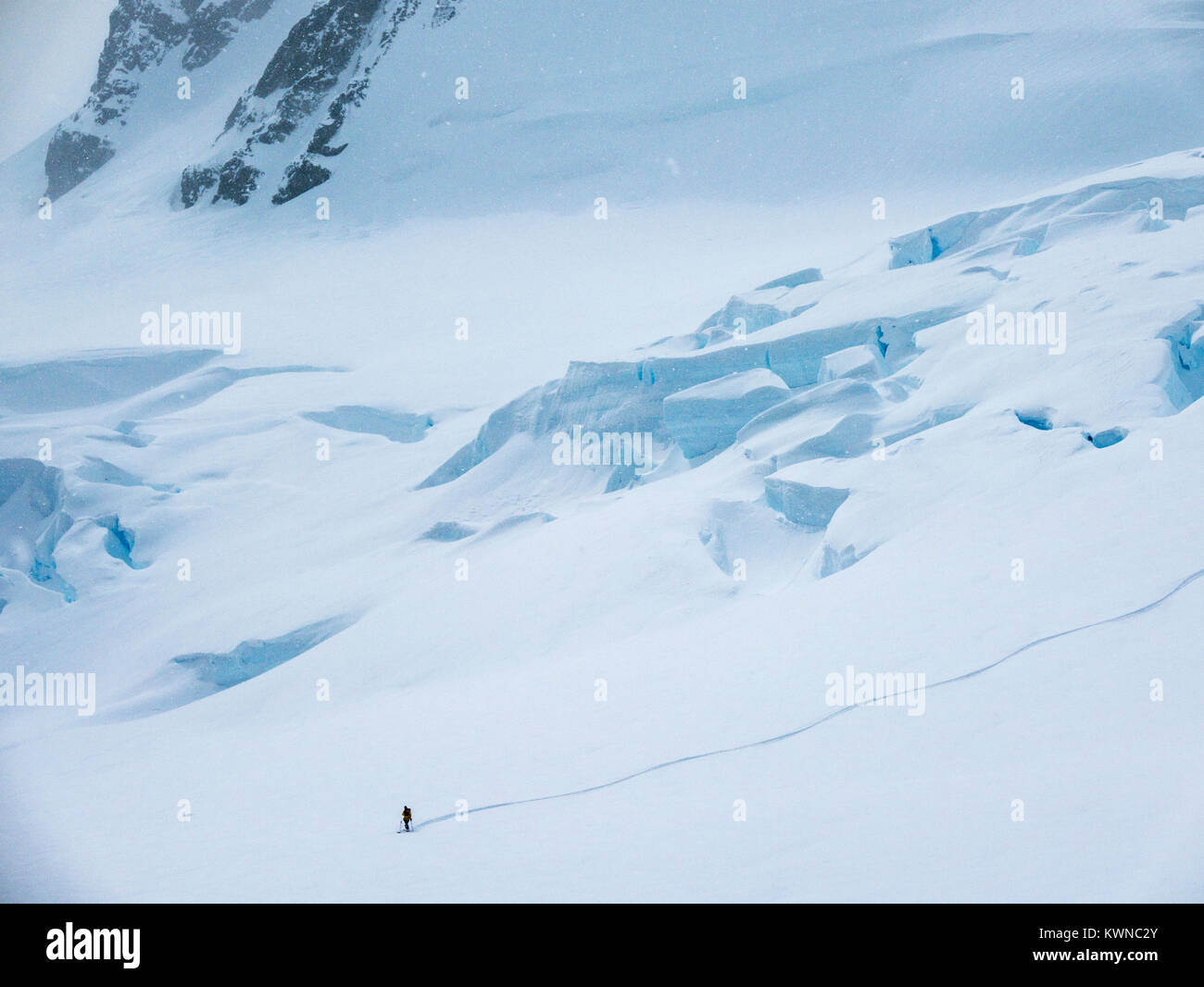 Ski alpin ski alpin les alpinistes dans l'Antarctique Banque D'Images