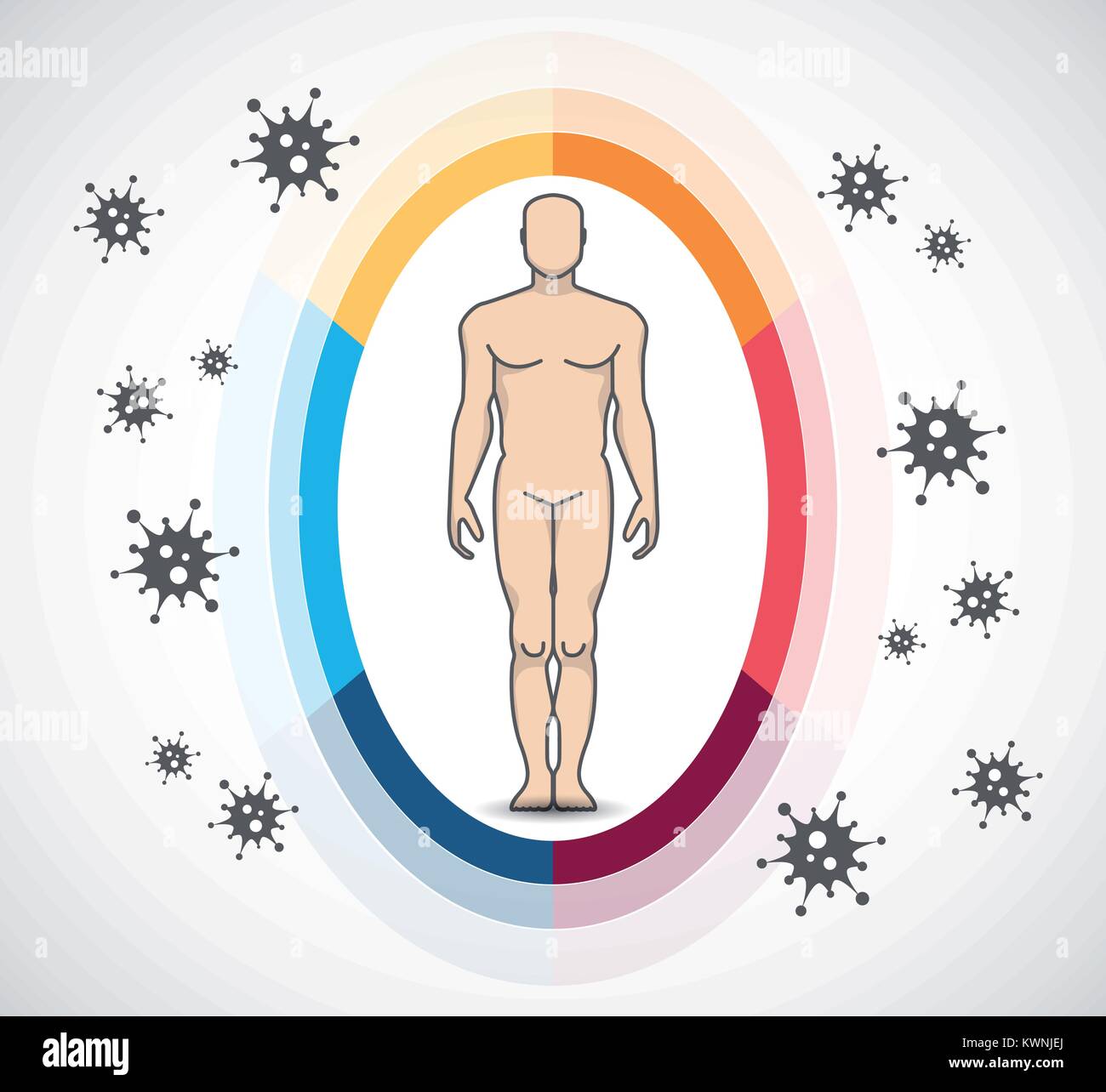 Les virus et bactéries - protection des droits de l'sain Illustration de Vecteur