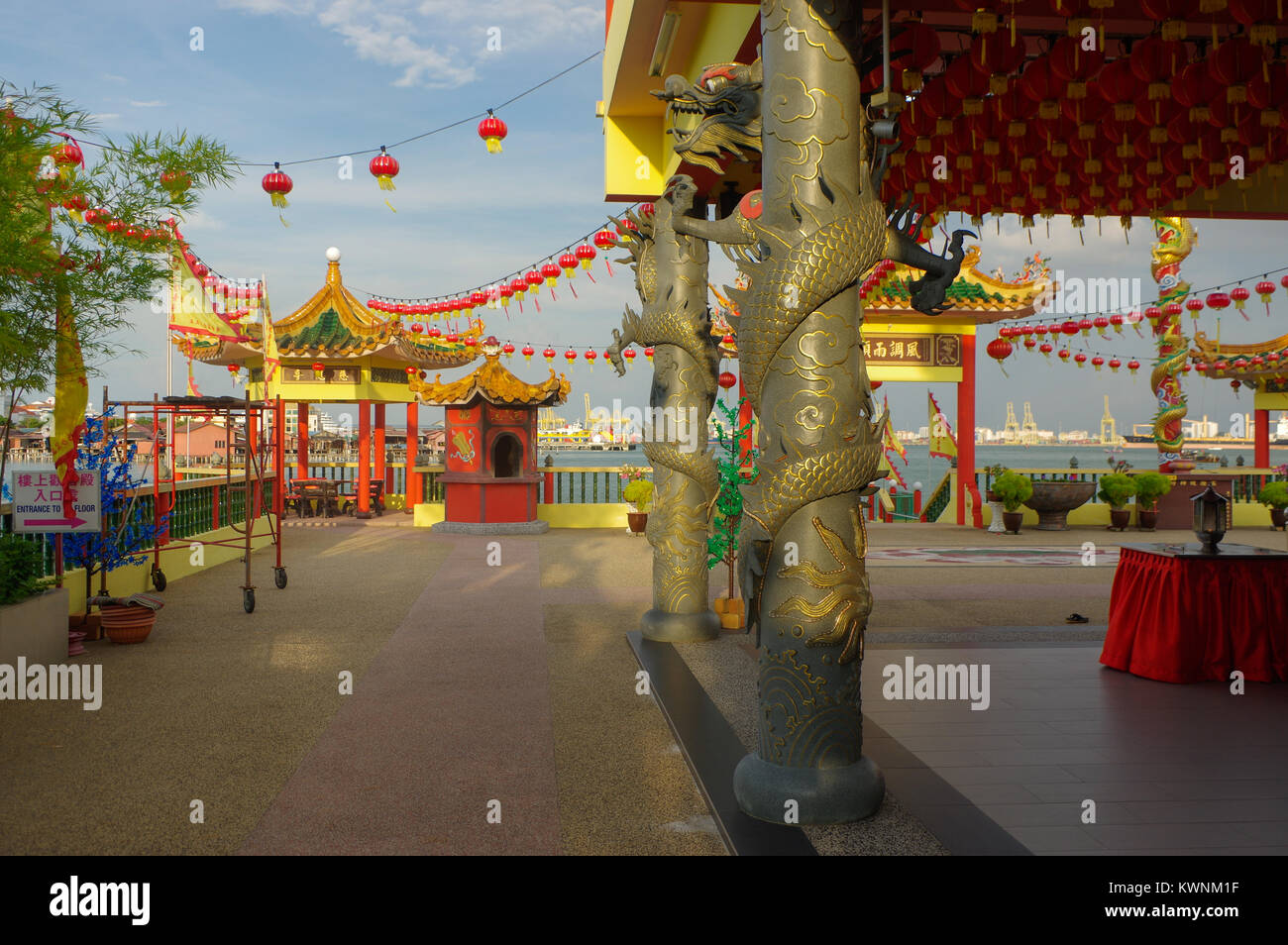 GEORGETOWN, MALAISIE - 29 MAI : Vue rapprochée de Hean Boo Thean Kuanyin temple bouddhiste chinois Clan jetées. Construit sur pilotis au dessus du port de Geor Banque D'Images