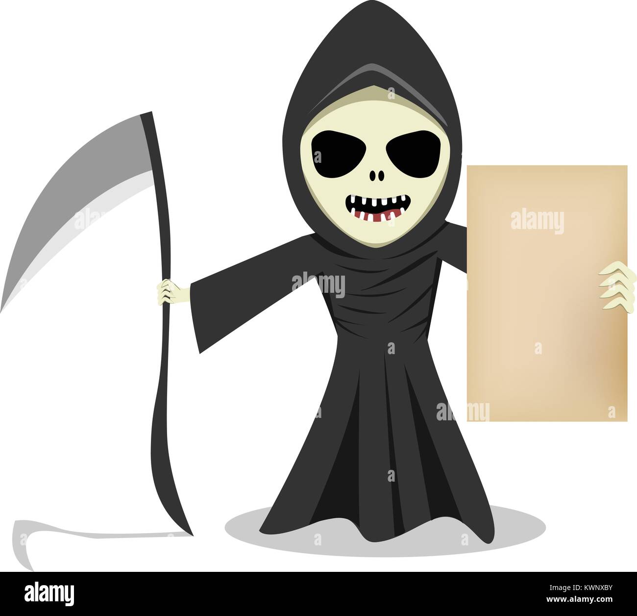 Grim Reaper voir vieux papier vide, vector cartoon Illustration de Vecteur