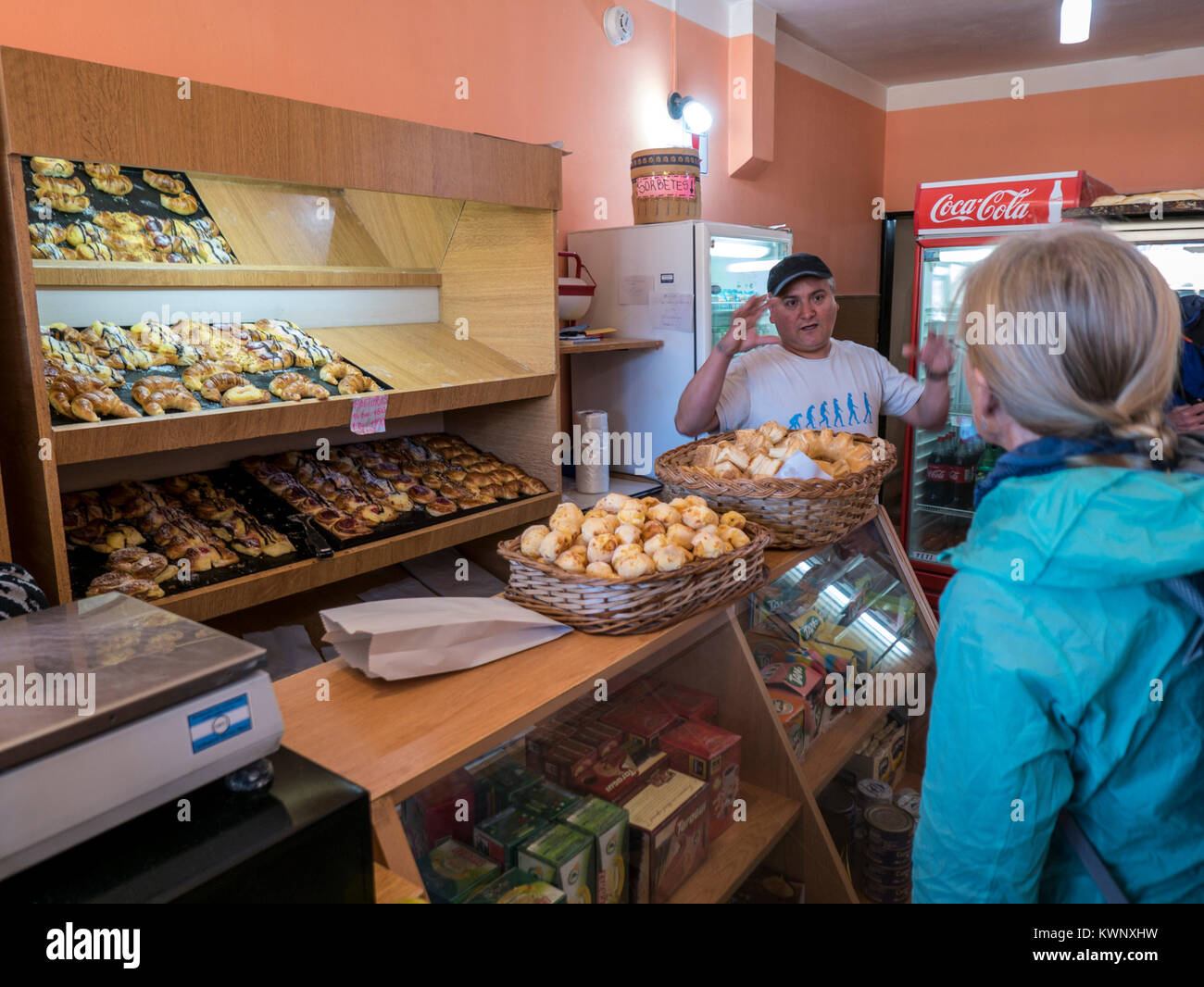Les voyageurs à la Bakery & cafe ; Chili ; El Chaltén Banque D'Images