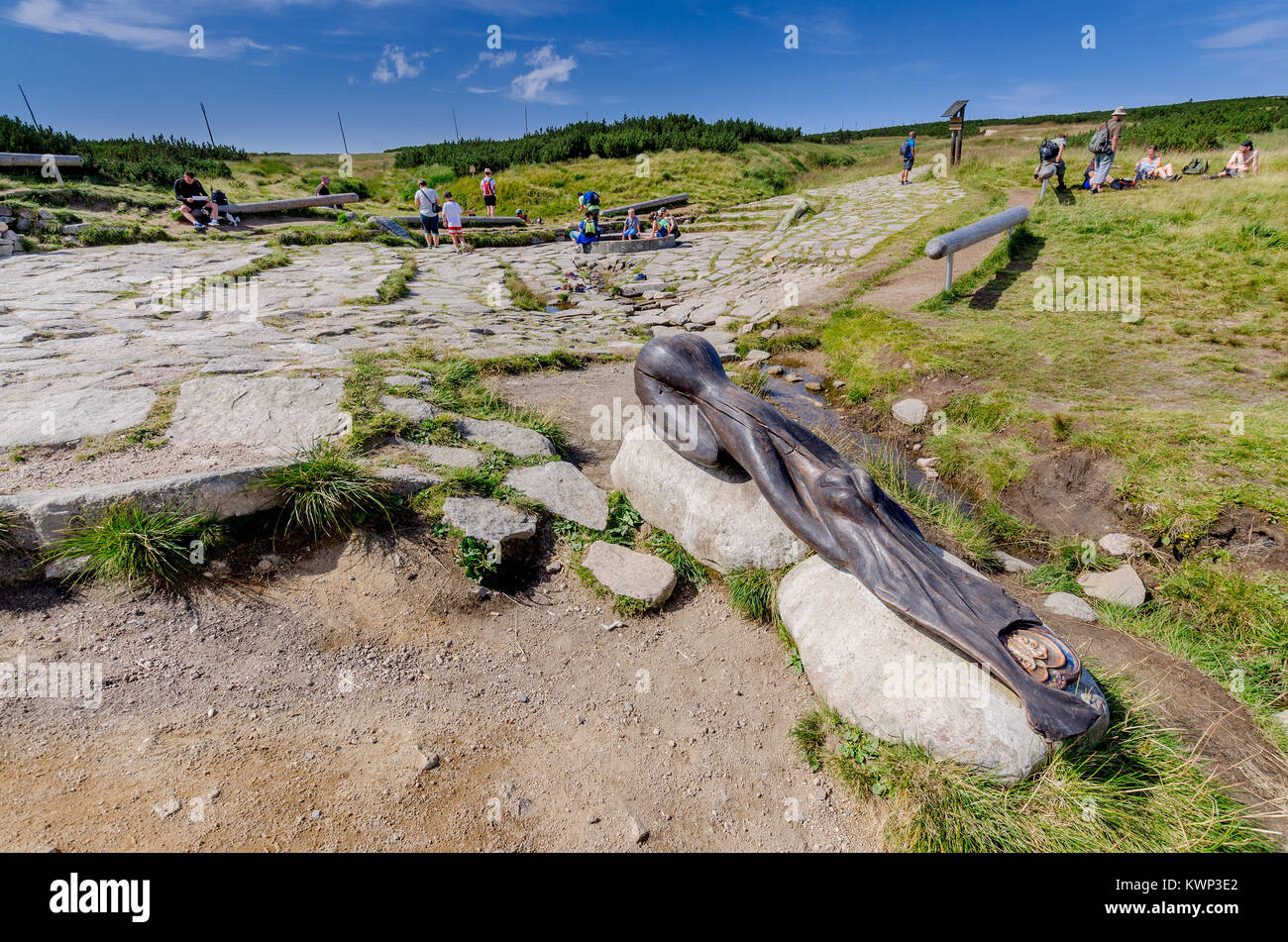 Laba (Elbe), source de la rivière Krkonose (République tchèque : Krkonose, pol : Montagnes Karkonosze), sur la frontière tchéco-polonaise organise, partie de Sudetes mountain, Banque D'Images Laba (Elbe), source de la rivière Krkonose (République tchèque : Krkonose, pol : Montagnes Karkonosze), sur la frontière tchéco-polonaise organise, partie de Sudetes mountain, Banque D'Images