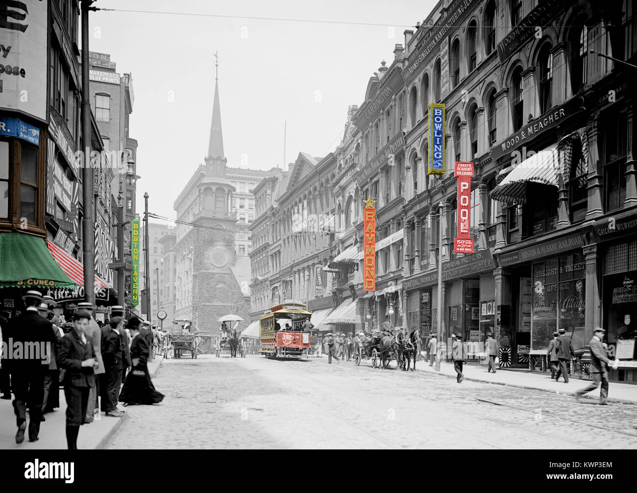 Vintage photo de Washington St. à Boston vers 1906 Banque D'Images