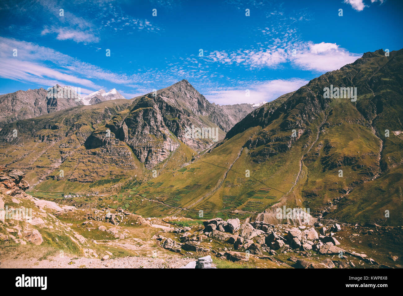 Belles montagnes rocheuses en Himalaya indien, Rohtang Banque D'Images