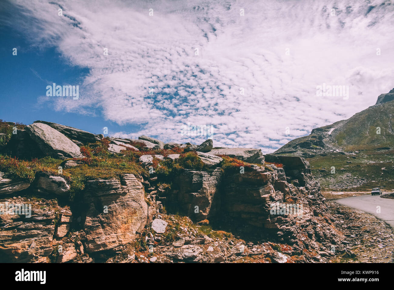 Rocky belle paysage pittoresque en Himalaya indien, keylong région Banque D'Images