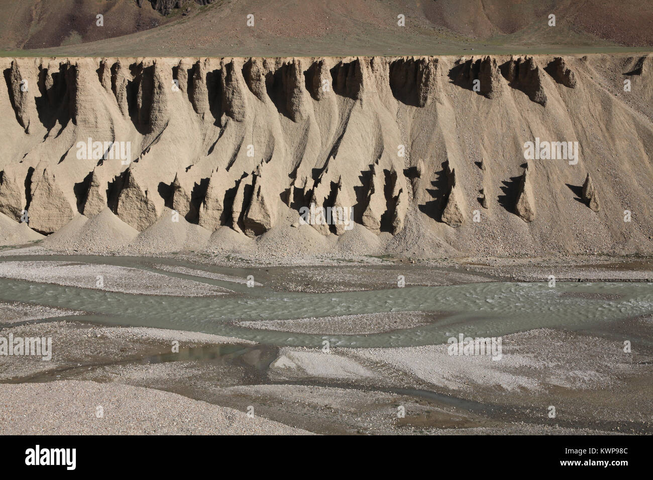 Majestic formations naturelles dans la région du Ladakh, Himalaya Indien Banque D'Images