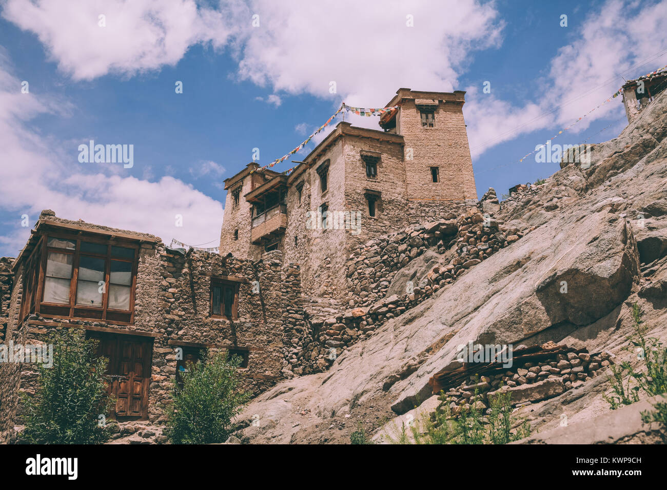 Les bâtiments traditionnels à Leh, Himalaya Indien Banque D'Images