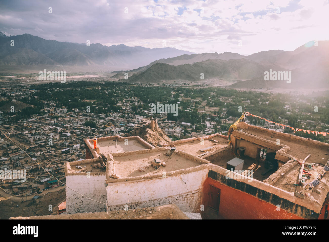 Vieille ville médiévale cityscape in Himalaya Indien Banque D'Images