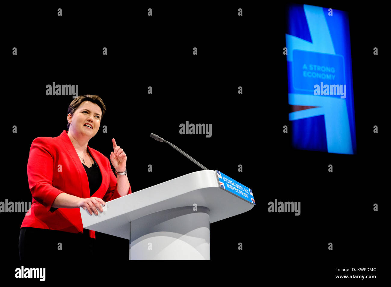 Ruth Davidson traite de la conférence du parti conservateur à Manchester Central, Manchester, UK - Dimanche 1 octobre 2017. Ruth Davidson, chef du parti conservateur écossais Banque D'Images