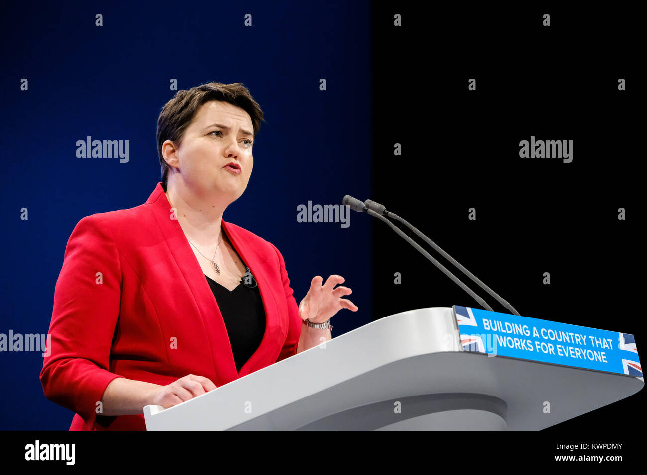 Ruth Davidson traite de la conférence du parti conservateur à Manchester Central, Manchester, UK - Dimanche 1 octobre 2017. Ruth Davidson, chef du parti conservateur écossais Banque D'Images