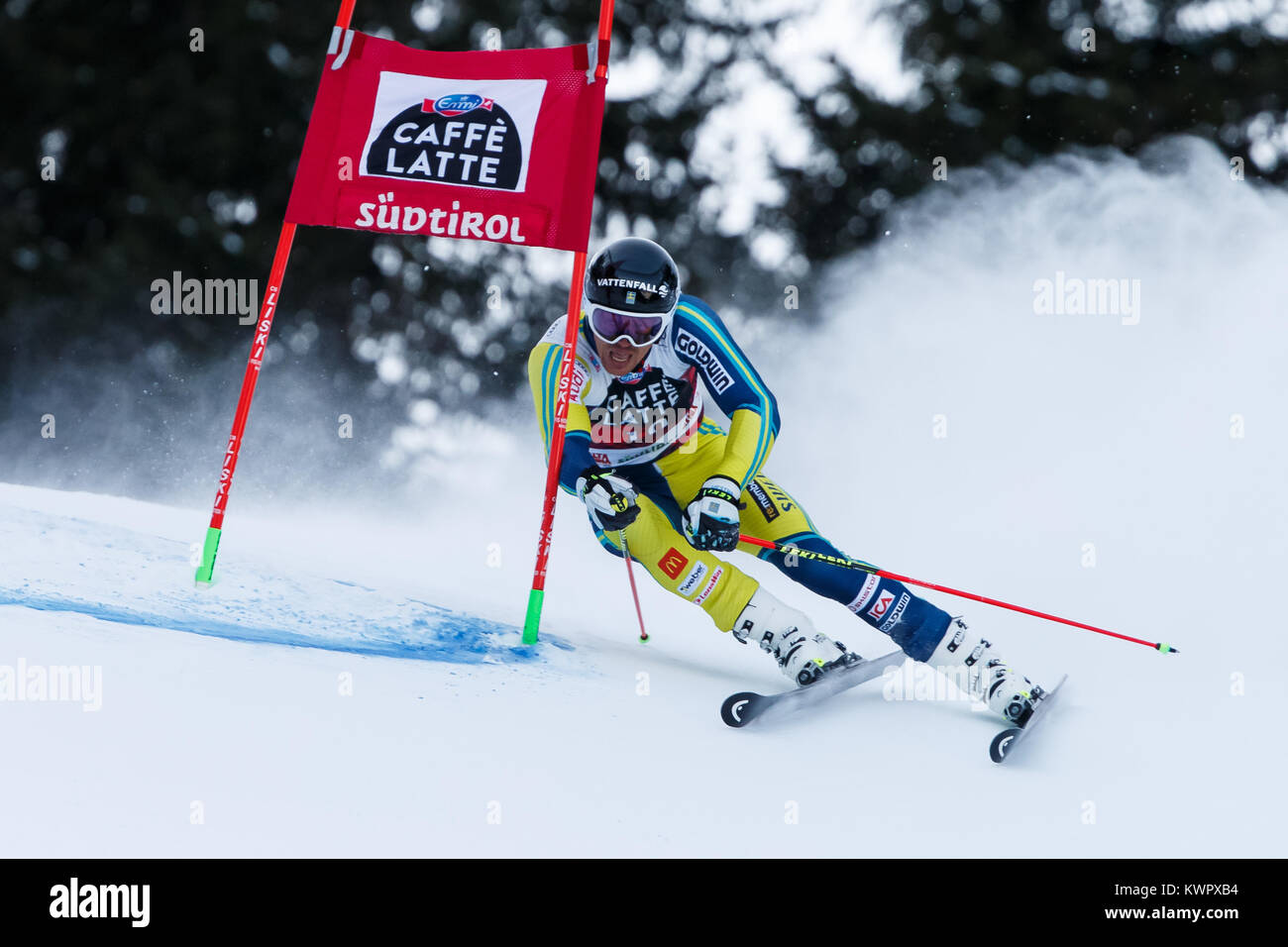 L'Alta Badia, Italie 17 décembre 2017. MYHRER Andre (SWE) qui se font concurrence sur les AUDI FIS Coupe du Monde de Ski alpin Slalom géant hommes sur la Gran Risa Cours Banque D'Images