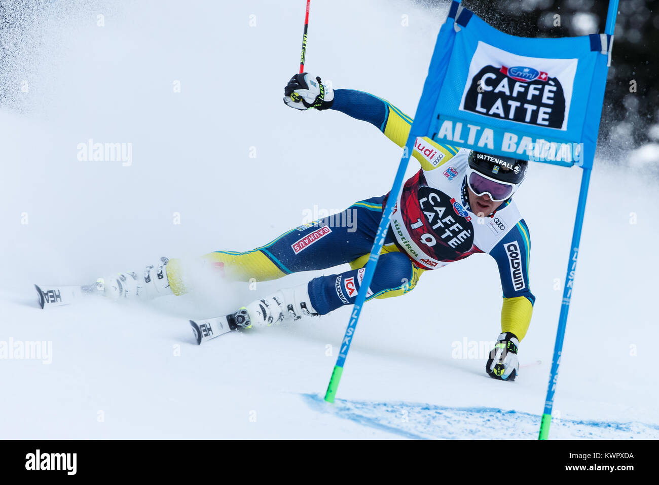 L'Alta Badia, Italie 17 décembre 2017. MYHRER Andre (SWE) qui se font concurrence sur les AUDI FIS Coupe du Monde de Ski alpin Slalom géant hommes sur la Gran Risa Cours Banque D'Images