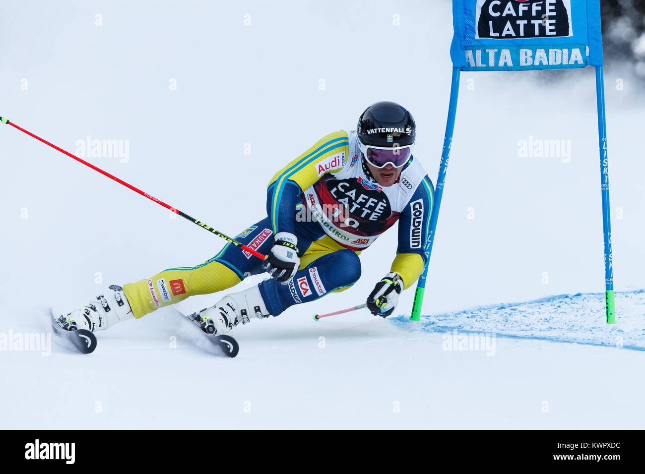L'Alta Badia, Italie 17 décembre 2017. MYHRER Andre (SWE) qui se font concurrence sur les AUDI FIS Coupe du Monde de Ski alpin Slalom géant hommes sur la Gran Risa Cours Banque D'Images