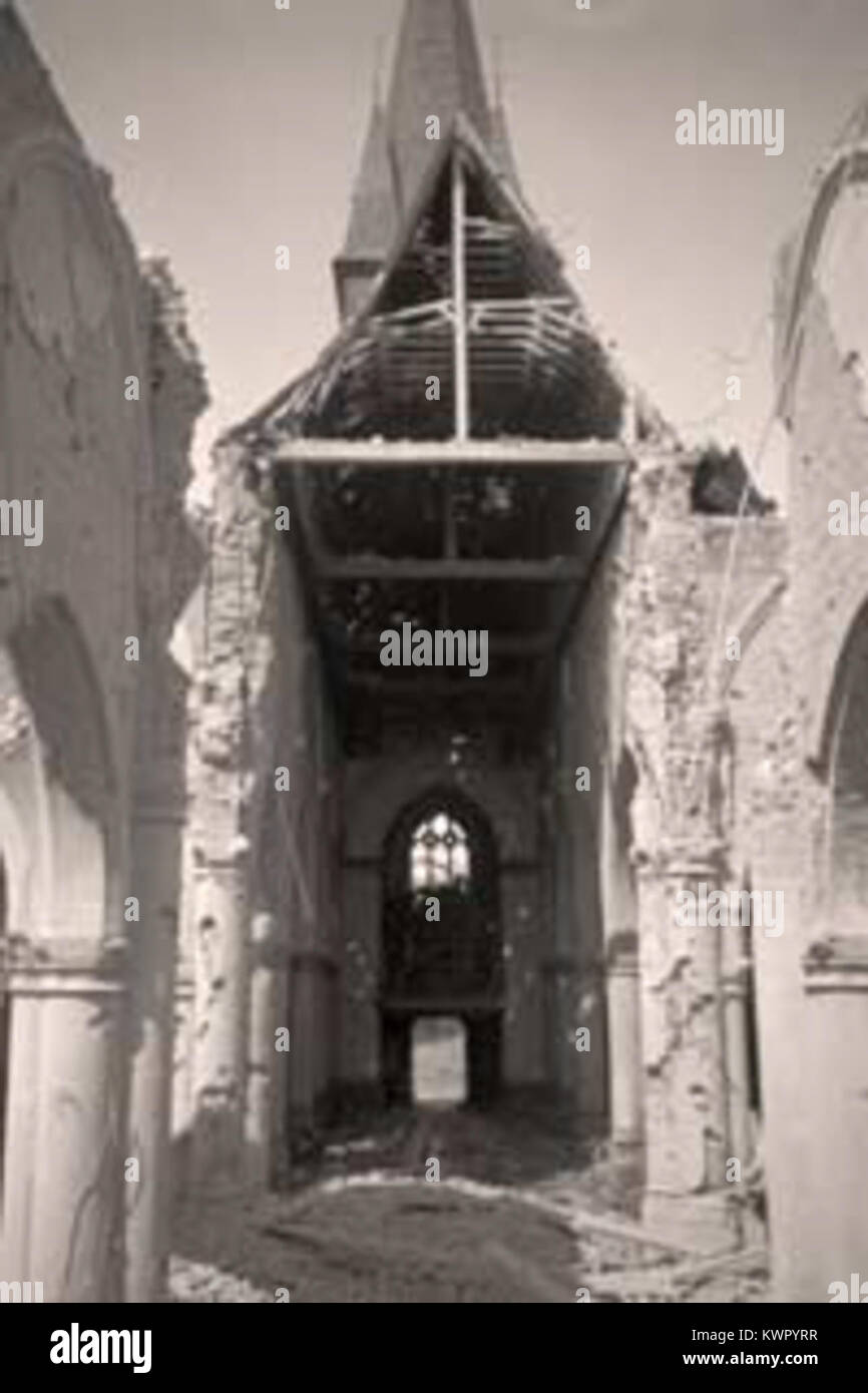 Église Saint-Ghislain 1944. Banque D'Images