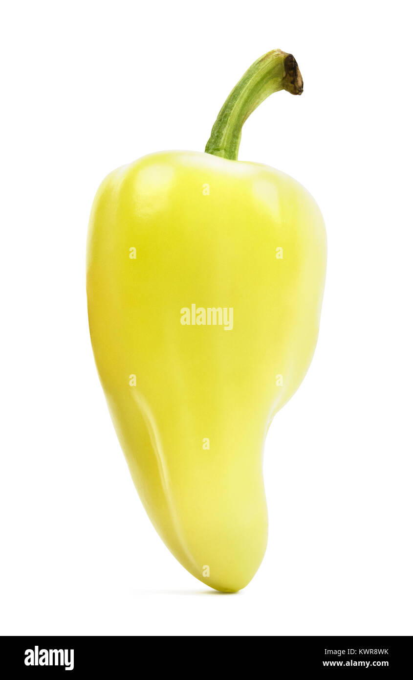 Poivre du Chili Jalapeño jaune isolé sur blanc. Banque D'Images