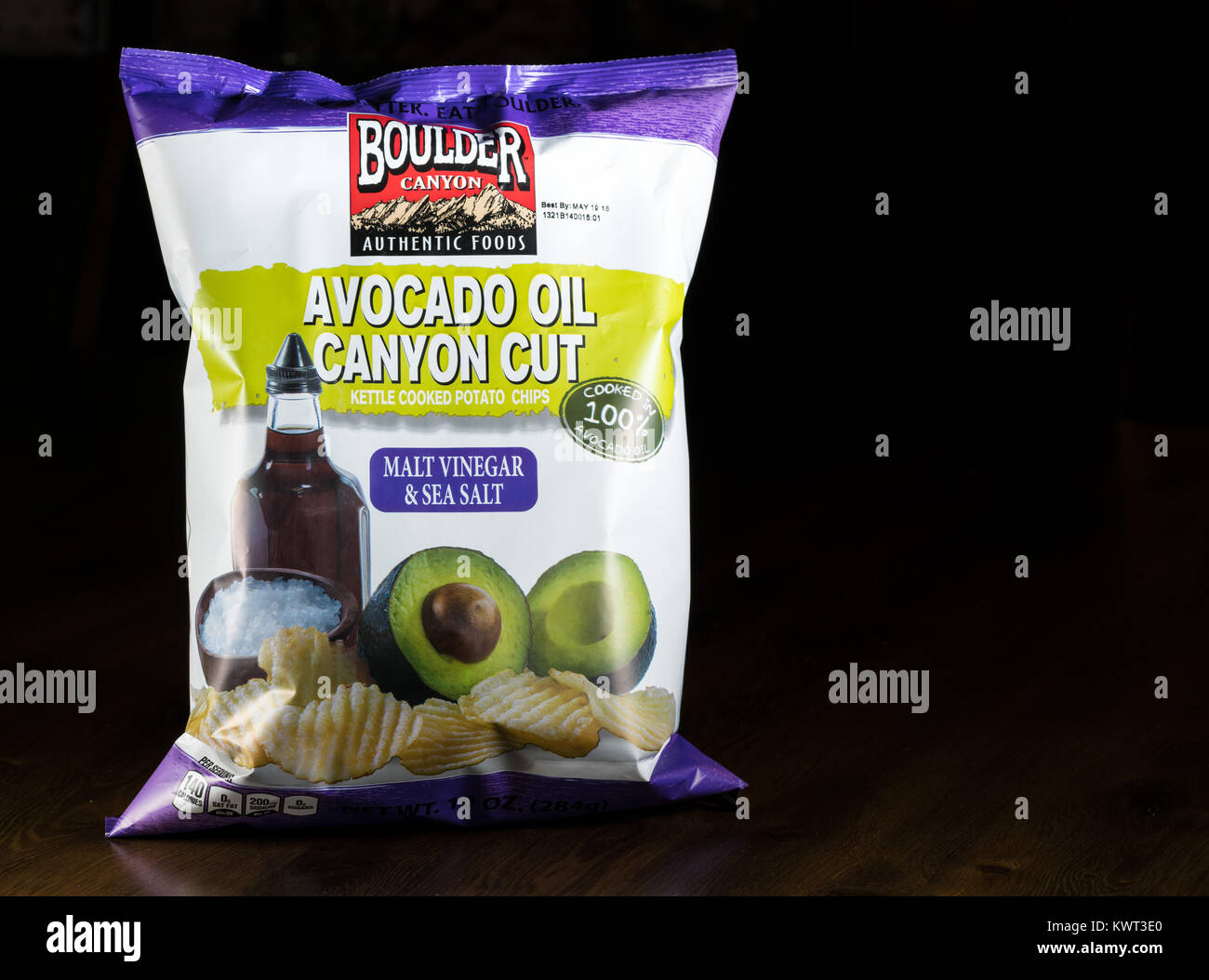 Boulder Canyon sac de chips sel et vinaigre de malt Banque D'Images