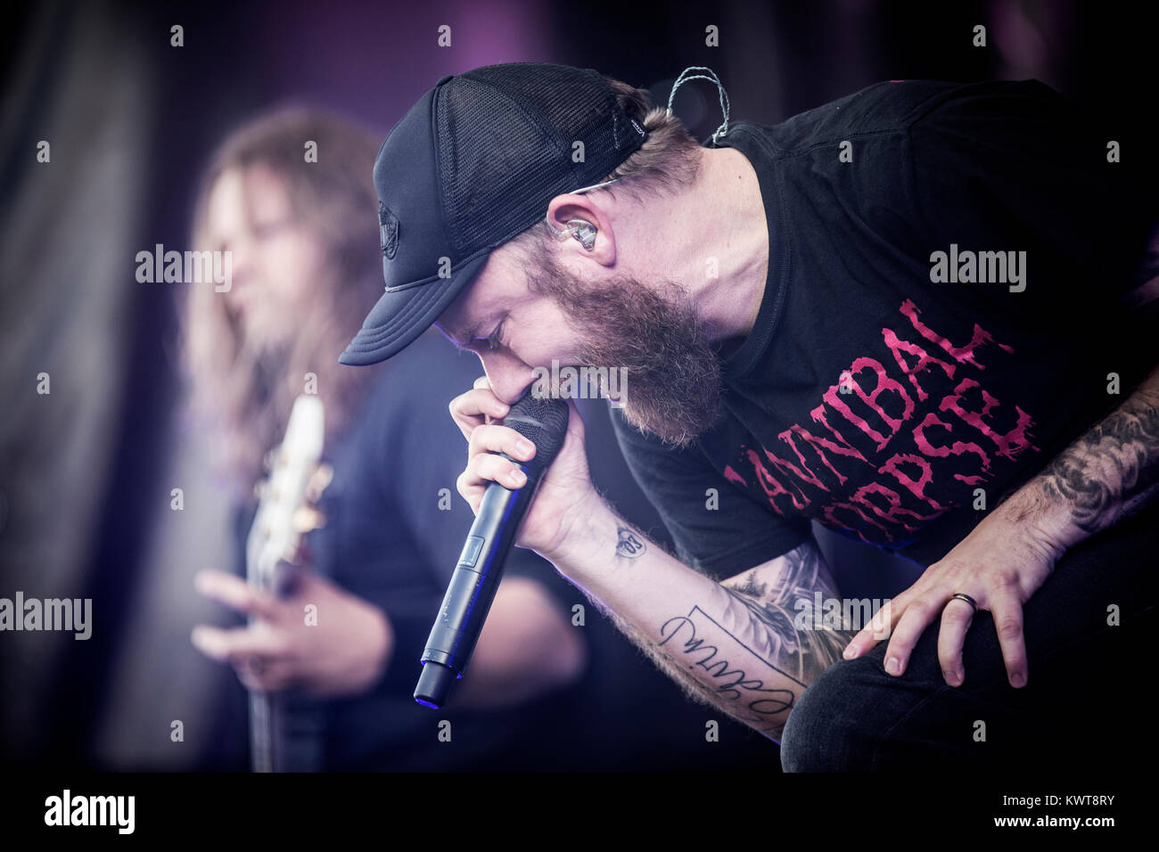La Swedish heavy et death metal band en flammes effectue un concert live au festival de heavy metal Copenhell 2013 à Copenhague. Ici le chanteur Anders Fridén du groupe est représenté sur scène. Danemark 14/06 2013. Banque D'Images La Swedish heavy et death metal band en flammes effectue un concert live au festival de heavy metal Copenhell 2013 à Copenhague. Ici le chanteur Anders Fridén du groupe est représenté sur scène. Danemark 14/06 2013. Banque D'Images