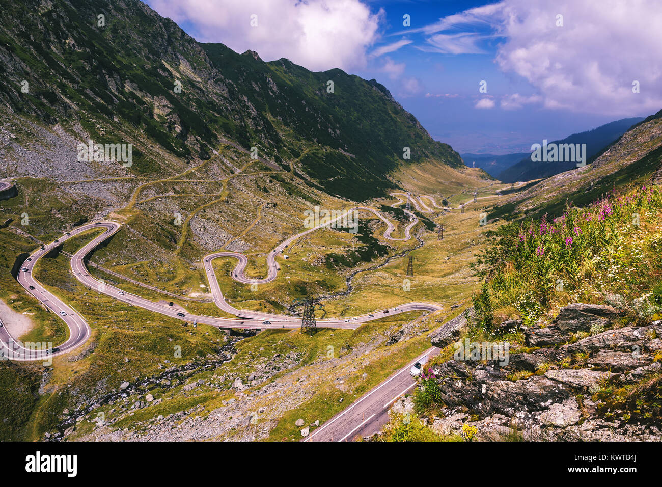 La route Transfagarasan, probablement la plus belle route dans le monde, l'Europe, la Roumanie (Transfagarashan) Banque D'Images