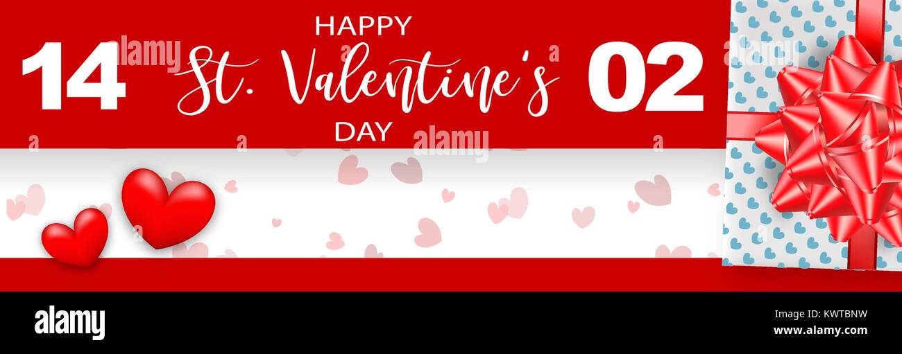 Bow cadeau Saint Valentin carte Illustration de Vecteur