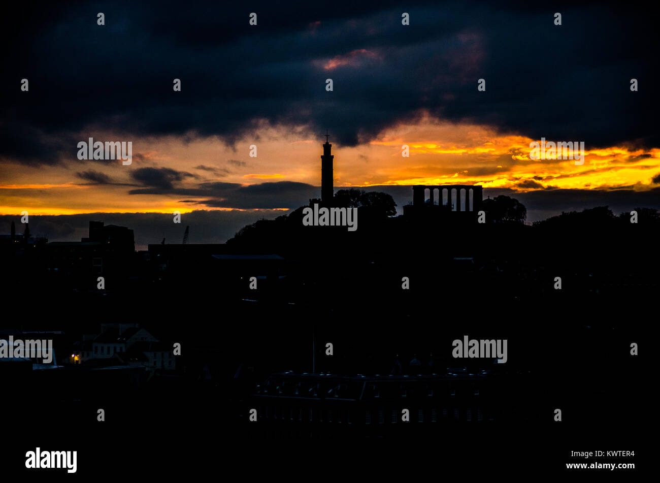 Coucher de soleil sur Edinburgh Banque D'Images