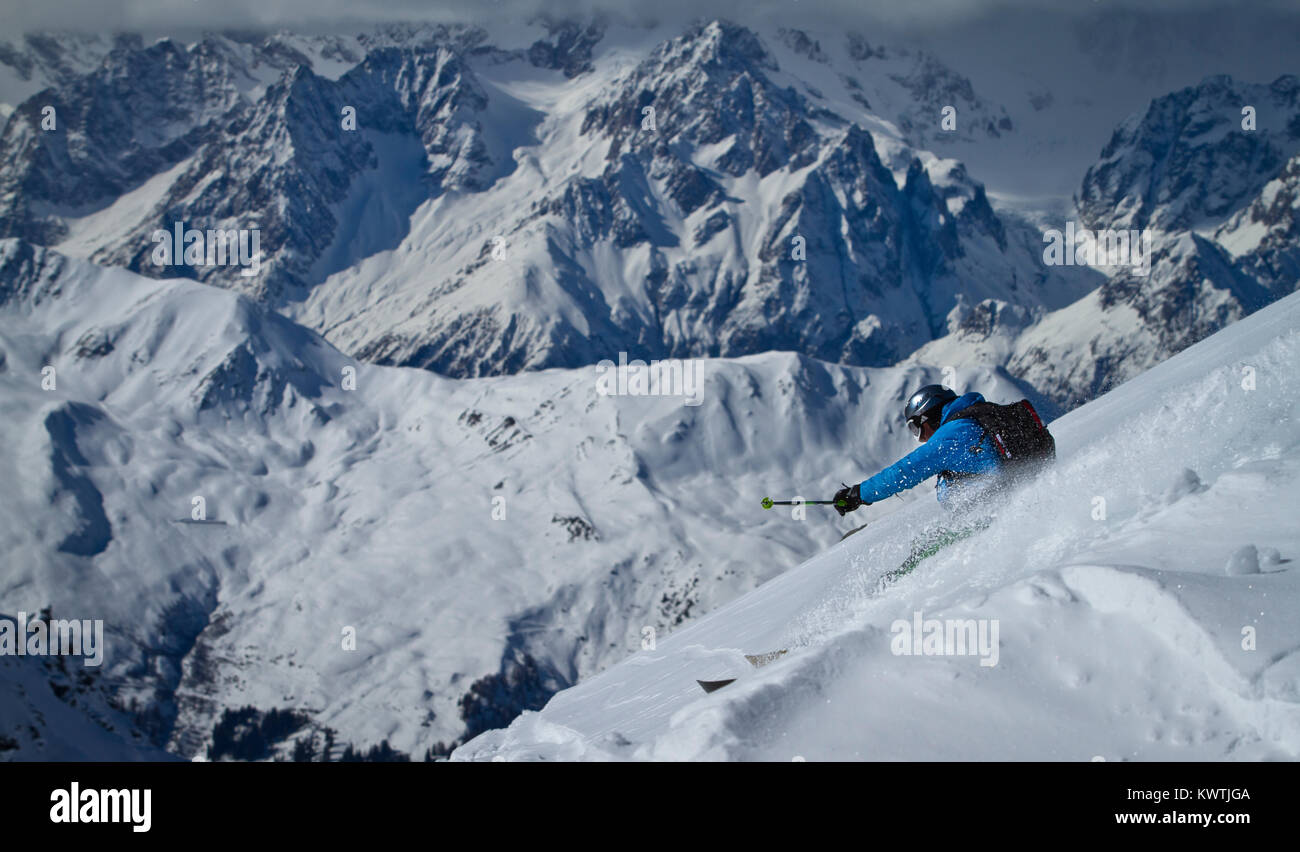 Freeride de Chamonix-Mont-Blanc Banque D'Images