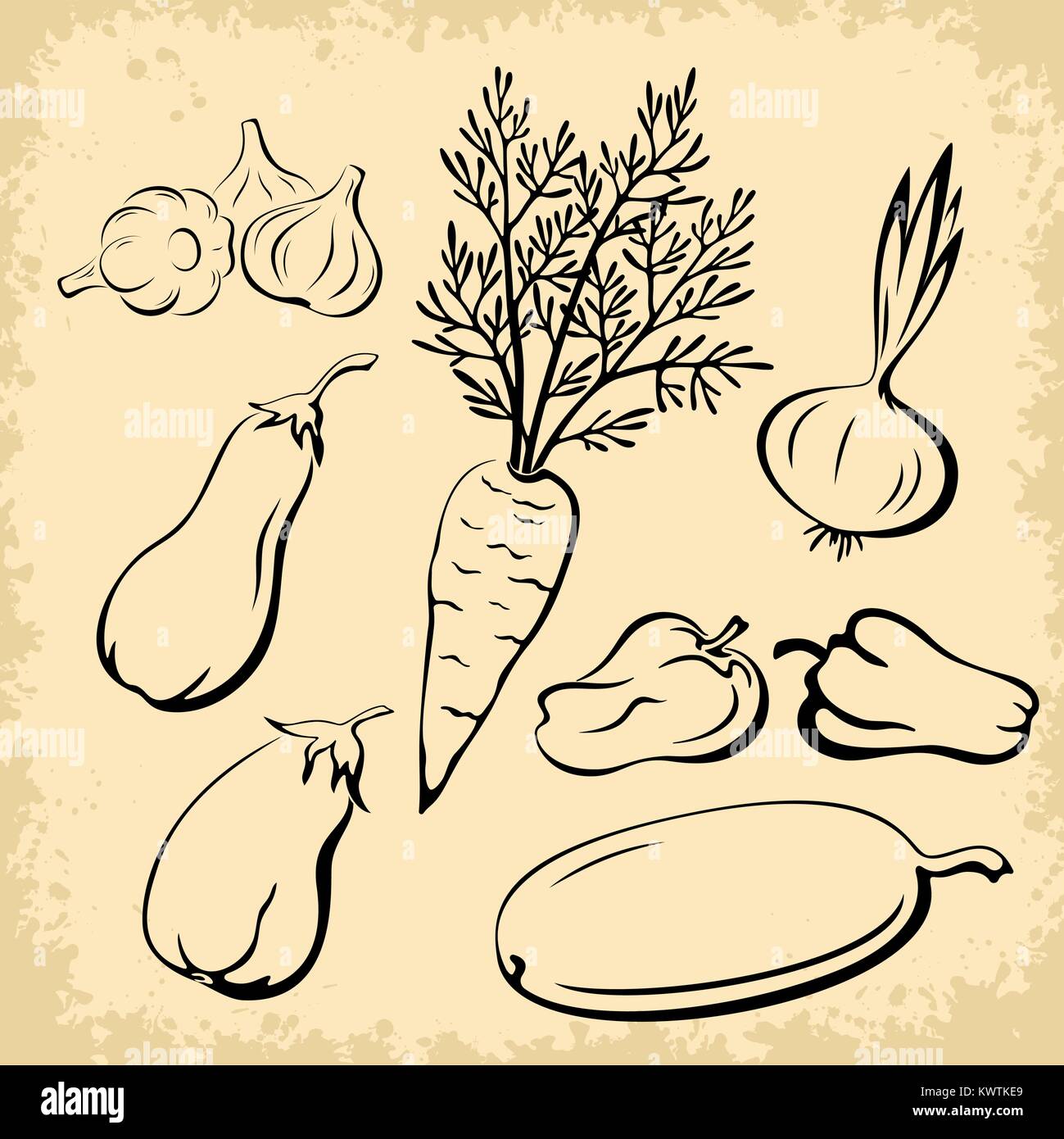 Jeu de pictogrammes Légumes Illustration de Vecteur