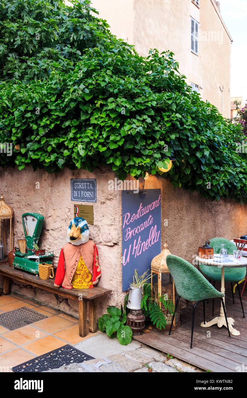 Terrasse de Restaurant Calvi, Corse, France Banque D'Images