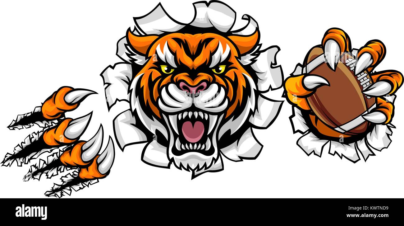 Ballon de football américain Tiger Contexte de rupture Illustration de Vecteur