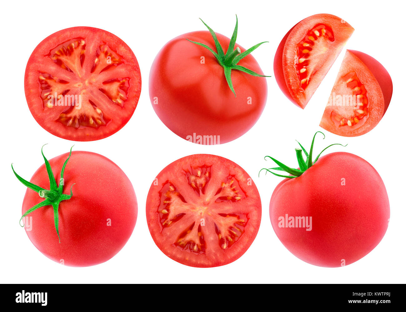 Isolé de tomate isolé sur fond blanc. Collection Banque D'Images