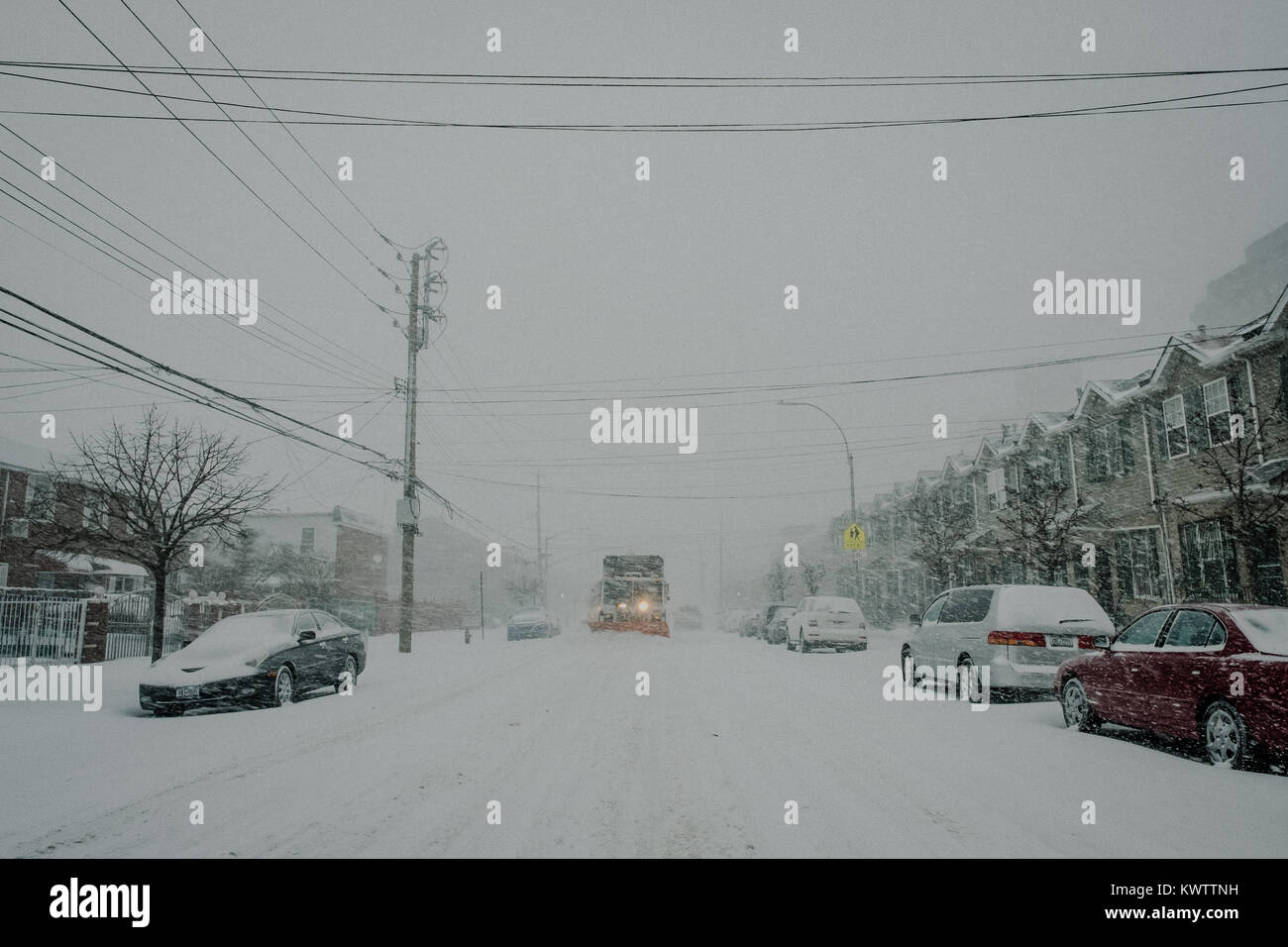 Cyclone bombe (Blizzard) à New York Banque D'Images