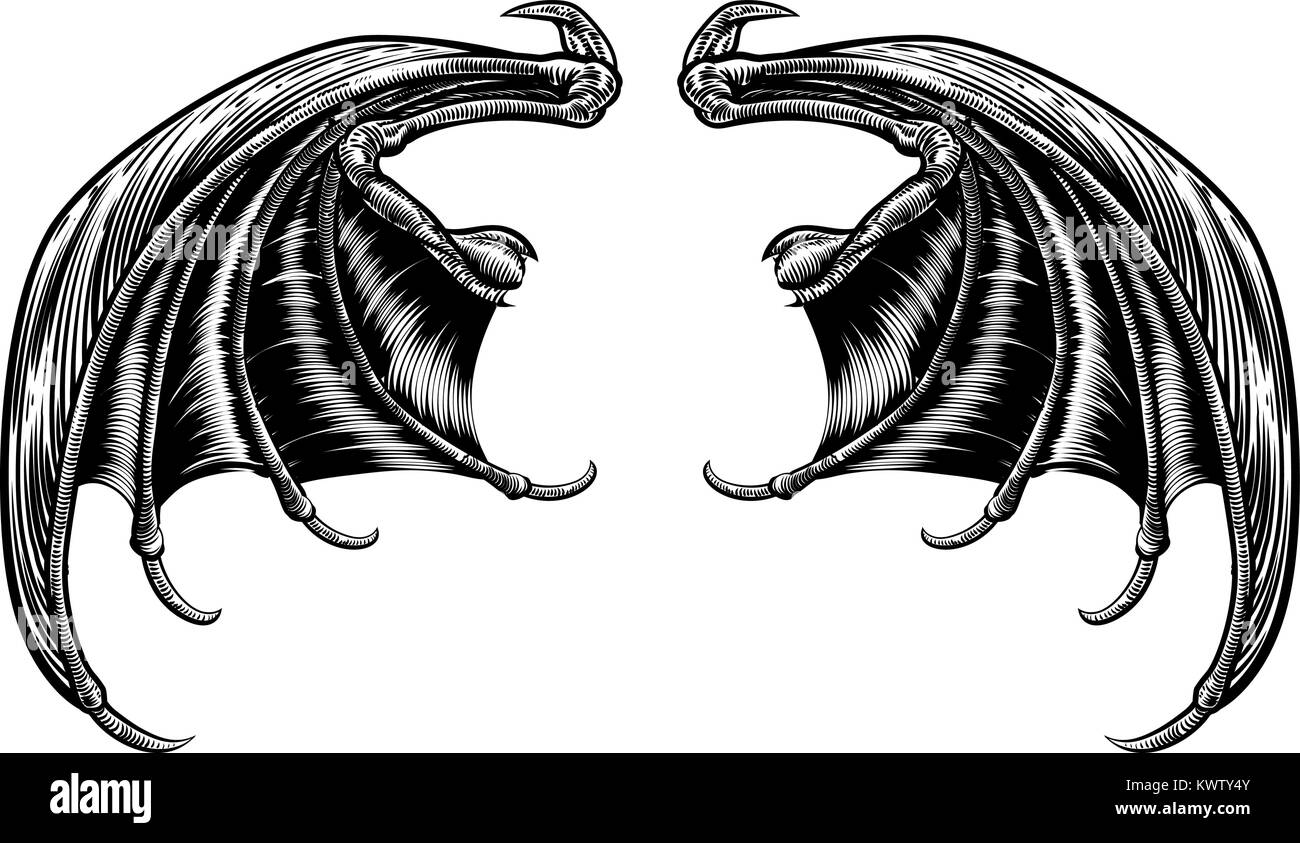 Bat des ailes de dragon ou Illustration de Vecteur