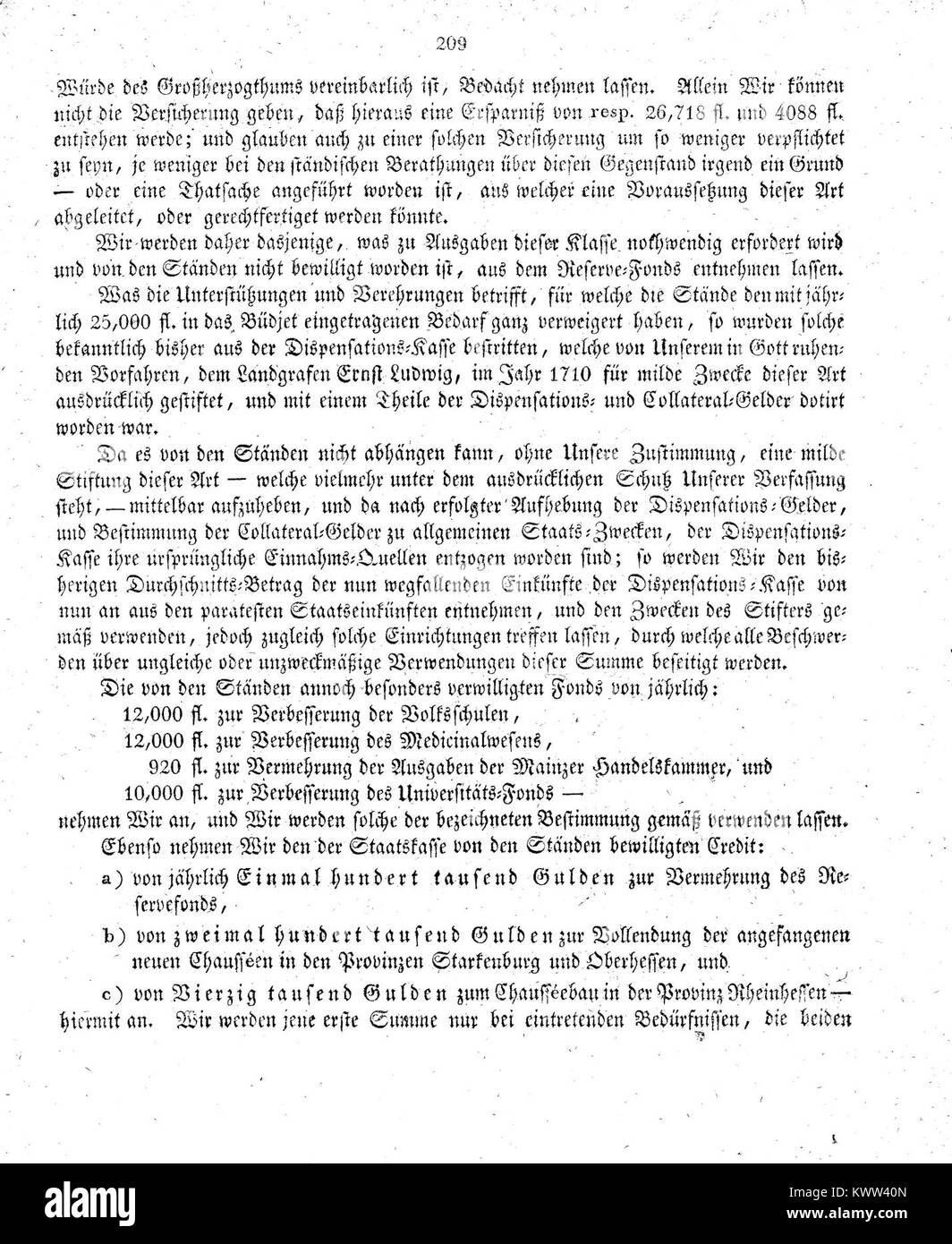 Une page du Großherzoglich Hessisches Regierungsblatt publié en 1821, documentant les décrets officiels et les décisions administratives du Grand-Duché de Hesse. Banque D'Images