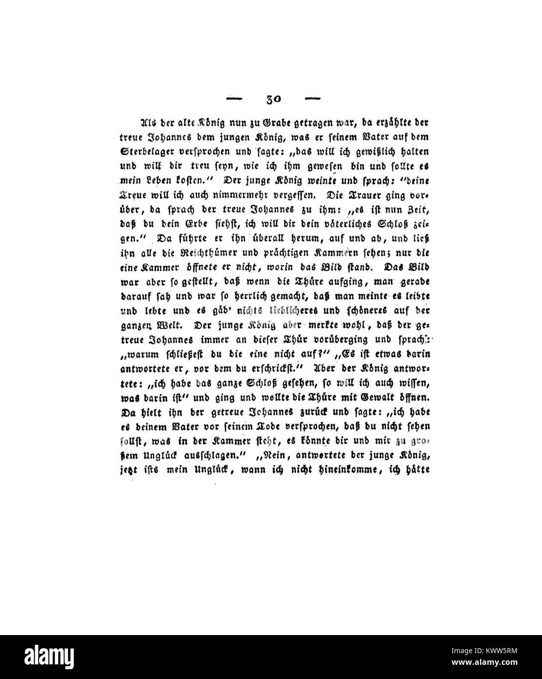 'De Kinder und Hausmärchen' (contes pour enfants et ménages) des Frères Grimm, publié pour la première fois en 1819, est un recueil fondateur de contes populaires allemands, mettant en vedette des histoires bien connues telles que 'Cendrillon' et 'Blanche-neige', façonnant les traditions modernes des contes de fées. Banque D'Images