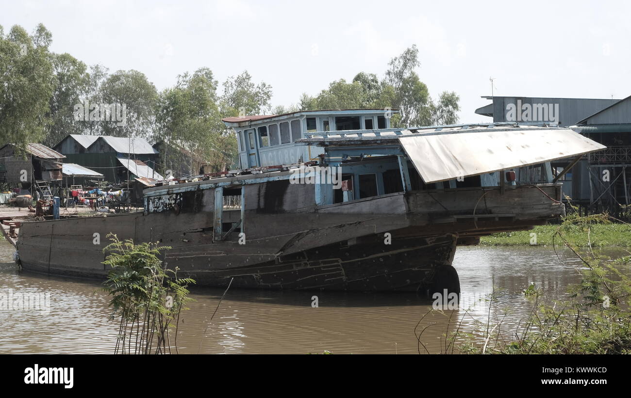 Borei Rivage à Takeo, Cambodge Pays sous-développé du tiers monde décrépit en Asie du sud-est invisible et oublié Banque D'Images
