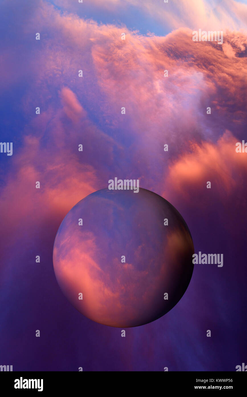 Abstract computer generated planète rouge et les nuages concept SiFi Banque D'Images