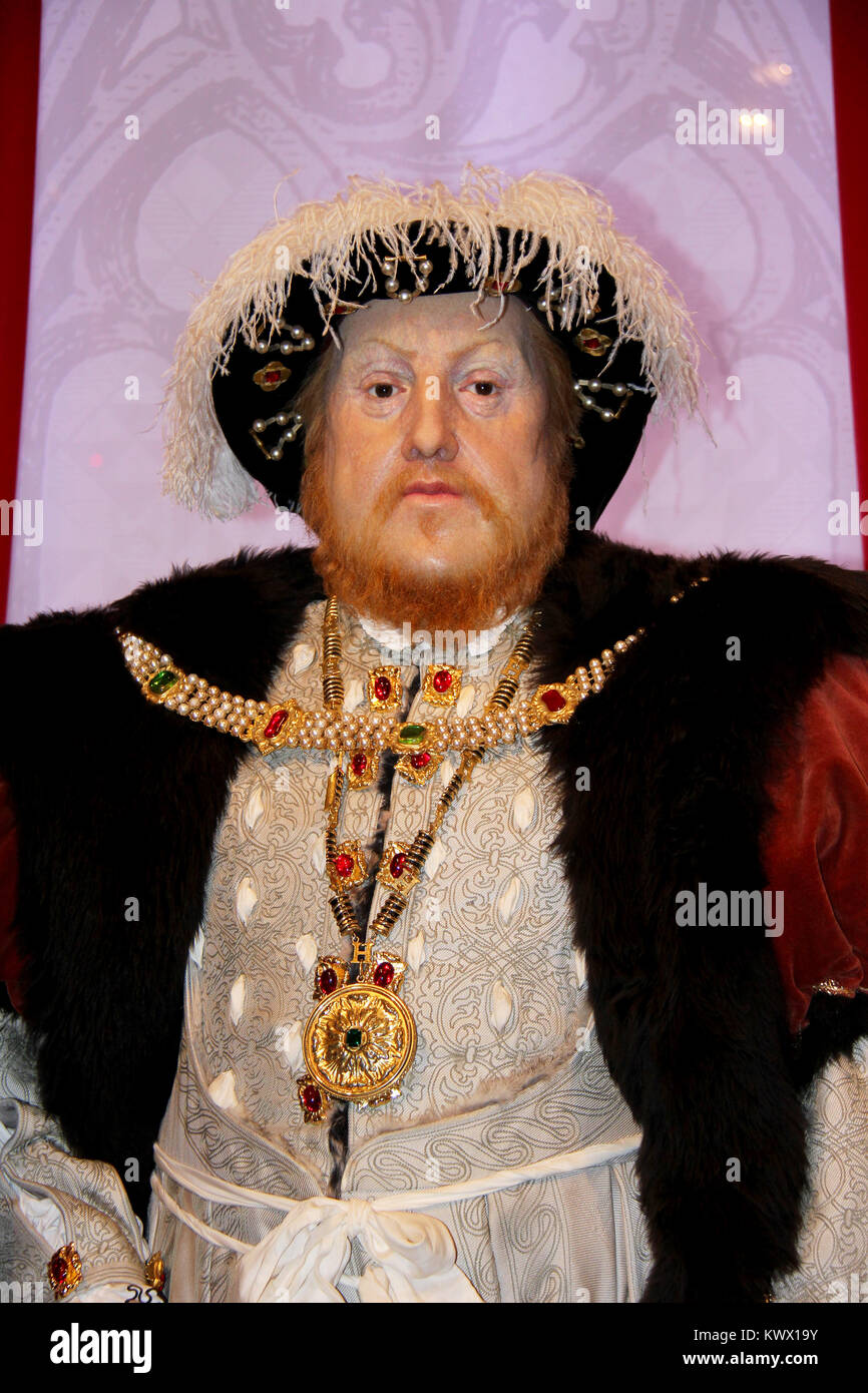 - Londres, Royaume-Uni, 08, juillet 2014. Madame Tussauds à Londres. Statue de cire de Henry VIII roi d'Angleterre. Banque D'Images