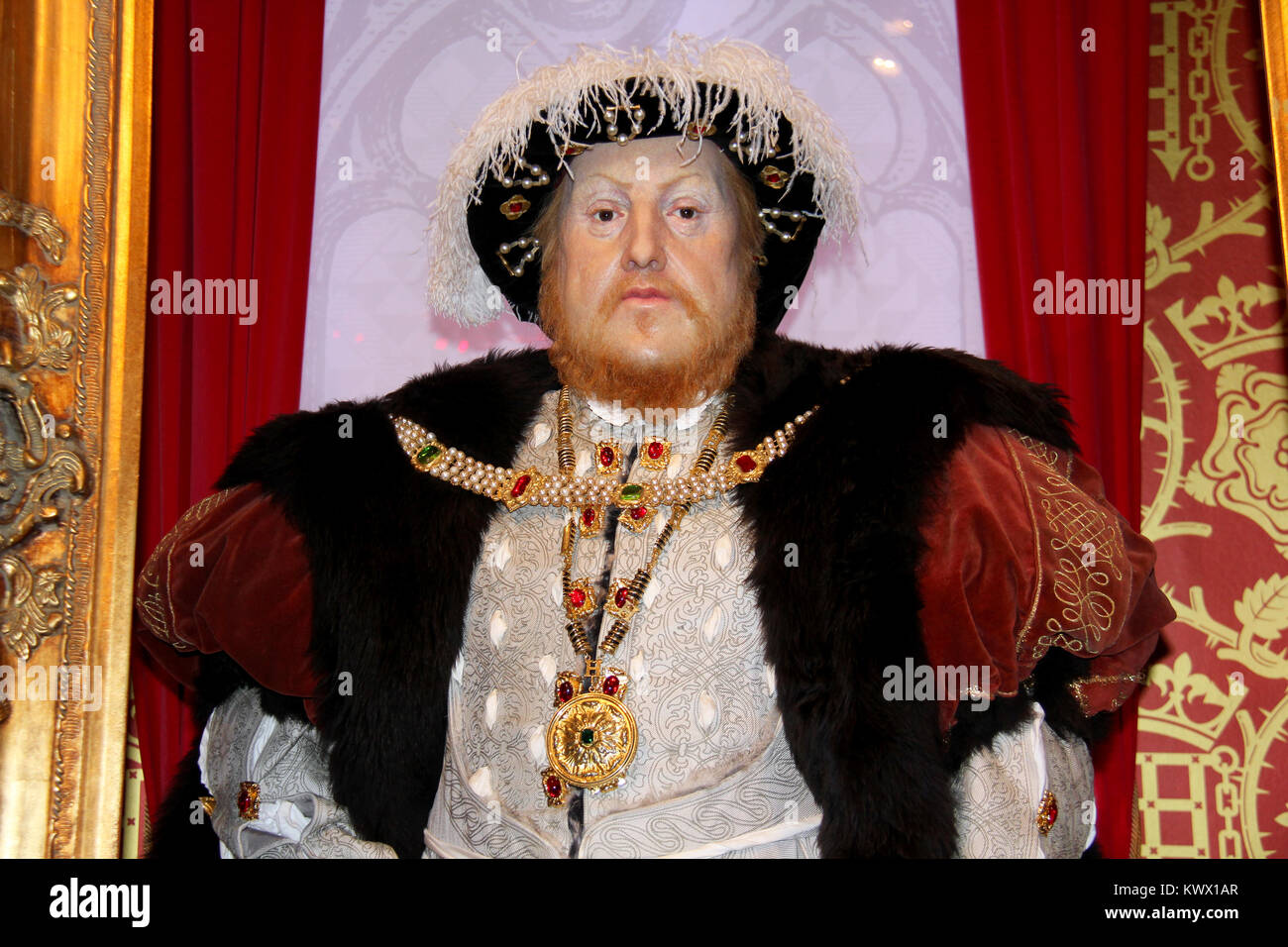 - Londres, Royaume-Uni, 08, juillet 2014. Madame Tussauds à Londres. Statue de cire de Henry VIII roi d'Angleterre. Banque D'Images