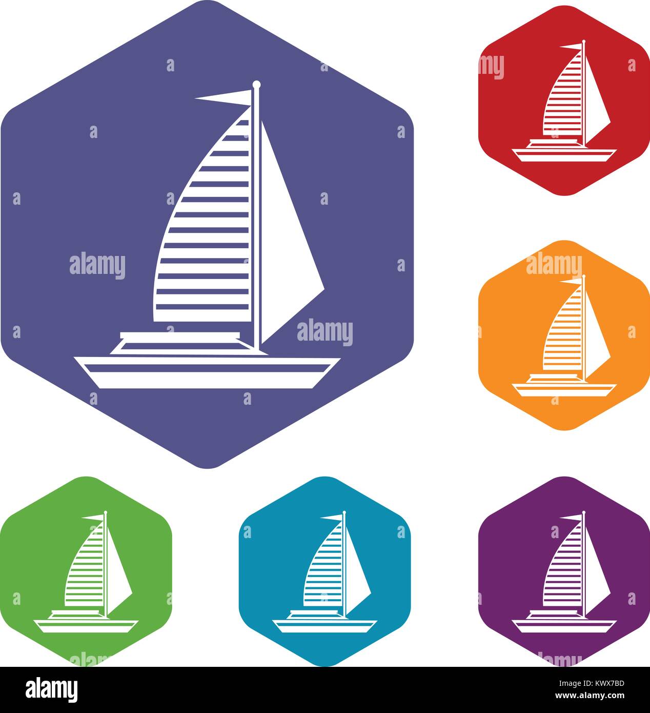 Location de voiles icons set rhombus dans différentes couleurs isolé sur fond blanc Illustration de Vecteur