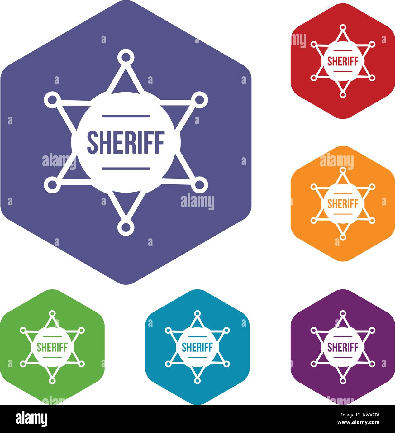 Badge de shérif icons set rhombus dans différentes couleurs isolé sur fond blanc Illustration de Vecteur