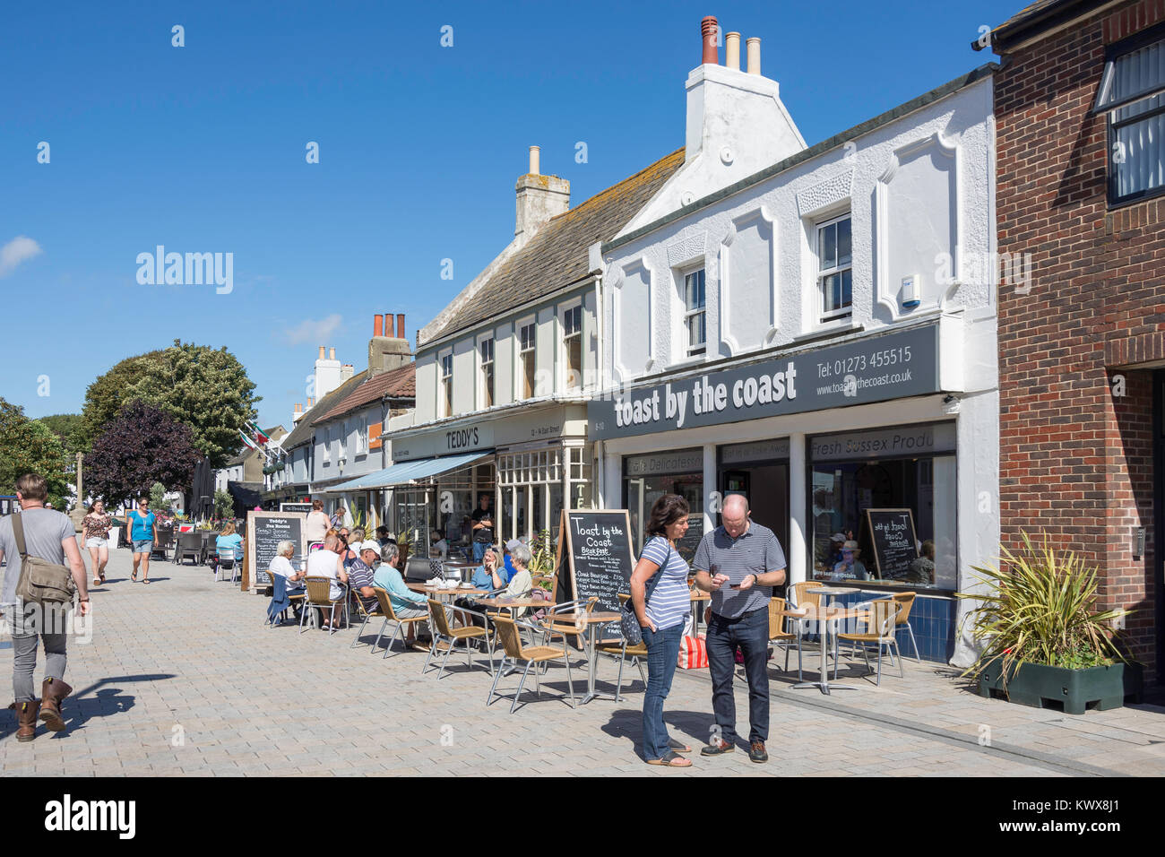 La rue est piétonne, Shoreham-by-Sea, West Sussex, Angleterre, Royaume-Uni Banque D'Images