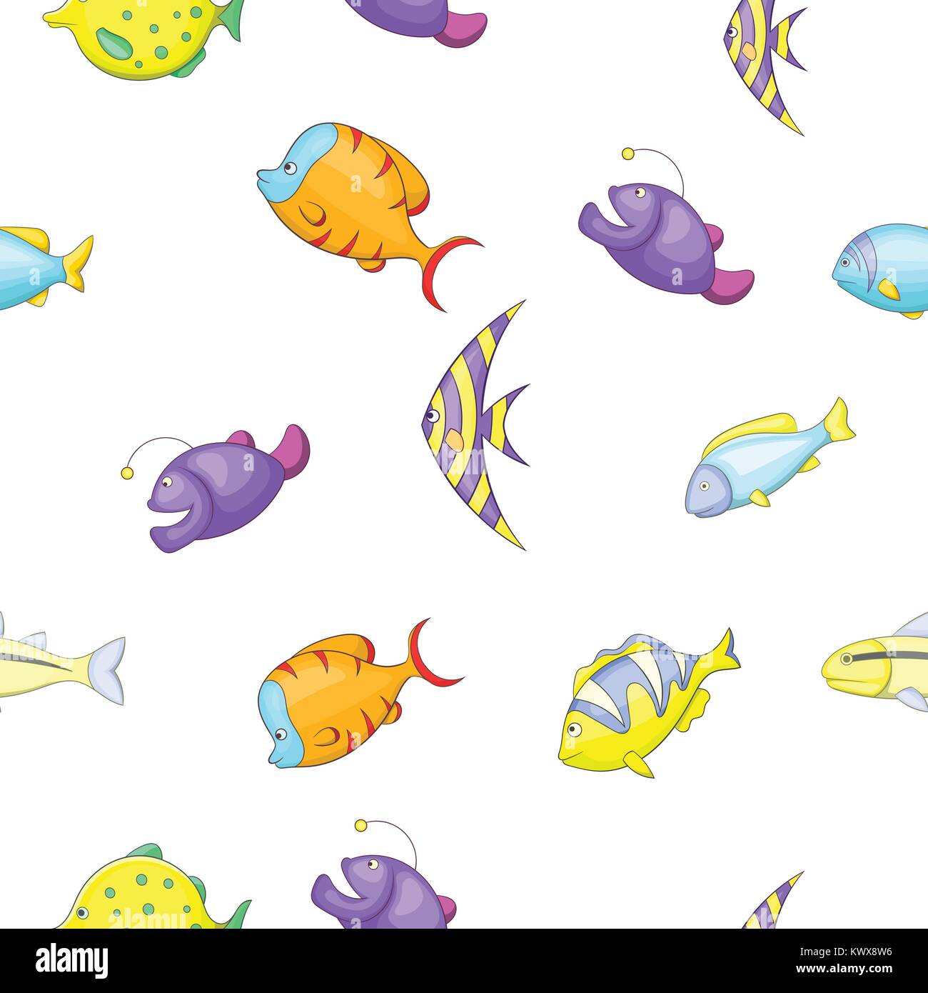 Espèces de poissons, de style cartoon Illustration de Vecteur