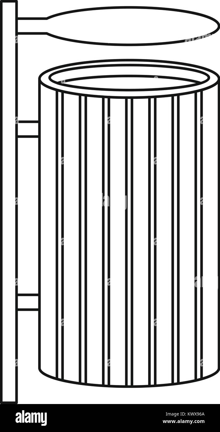 L'icône corbeille style du contour, Illustration de Vecteur