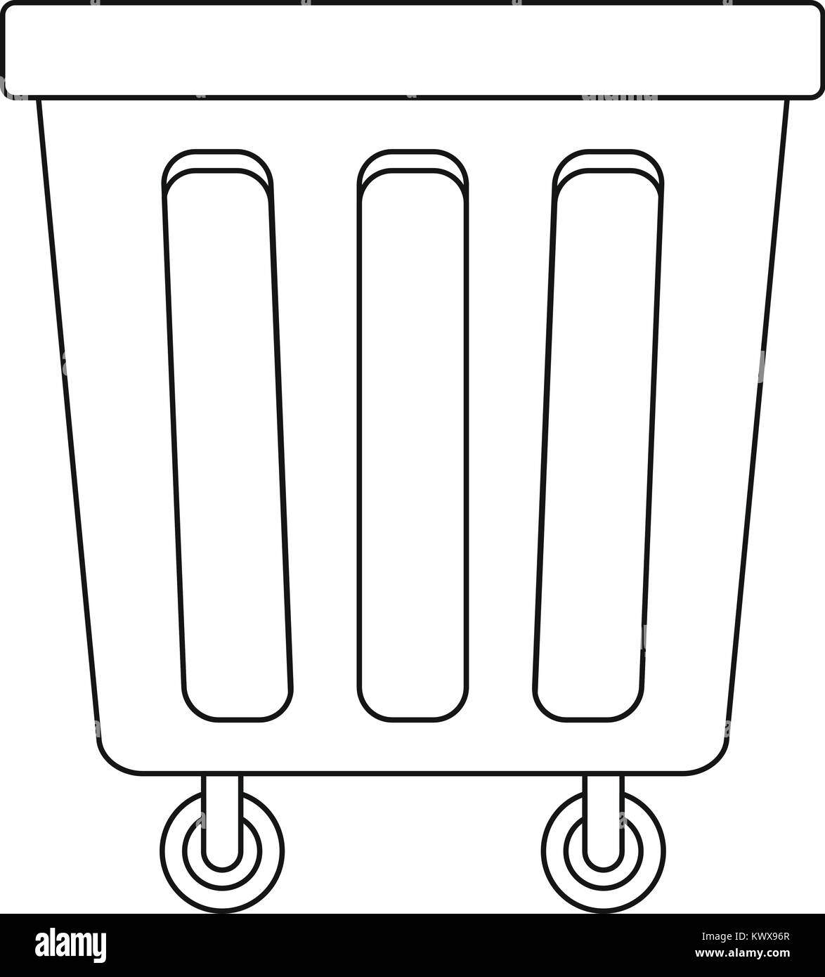 Poubelle d'extérieur avec des roues, l'icône de style contour Illustration de Vecteur