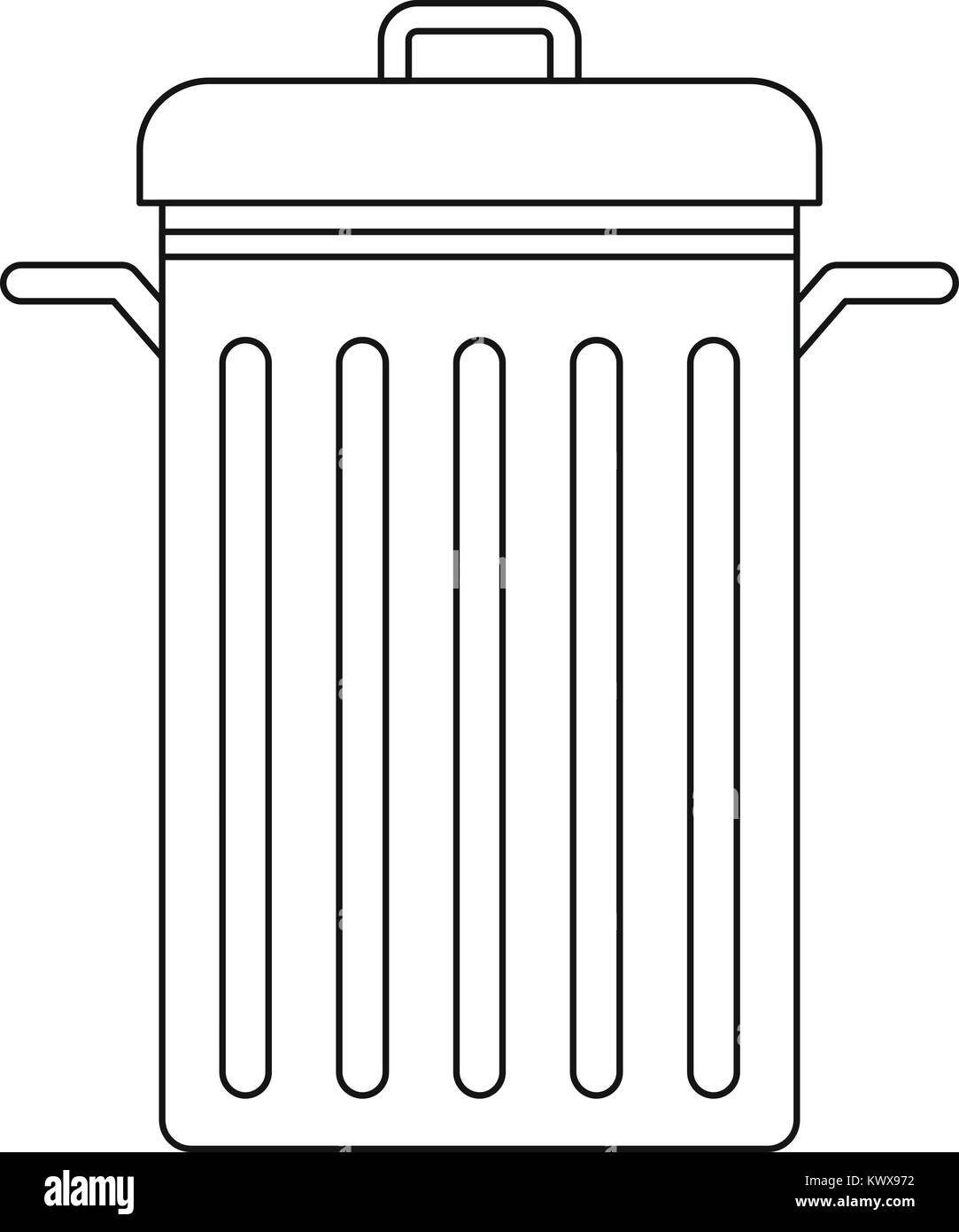 L'icône de corbeille avec couvercle, style contour Illustration de Vecteur