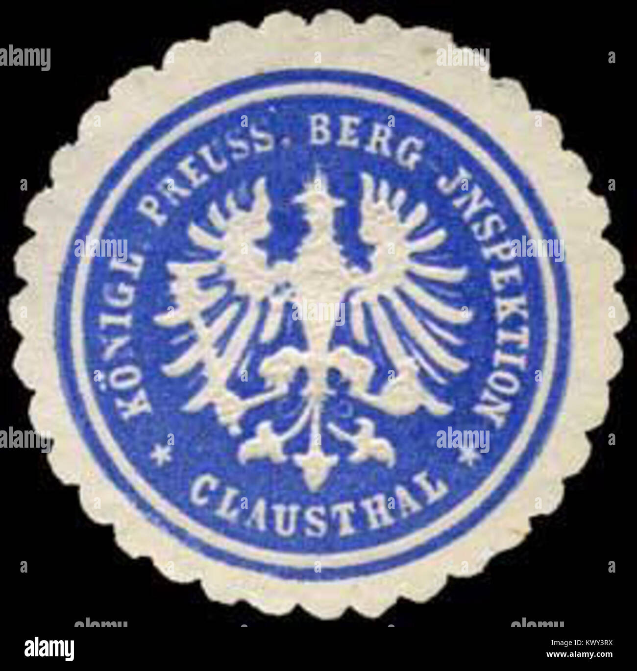 Sceau de la Royal Prussian Mining inspection à Clausthal, Allemagne, représentant la supervision gouvernementale et administrative des opérations minières en Prusse. Banque D'Images