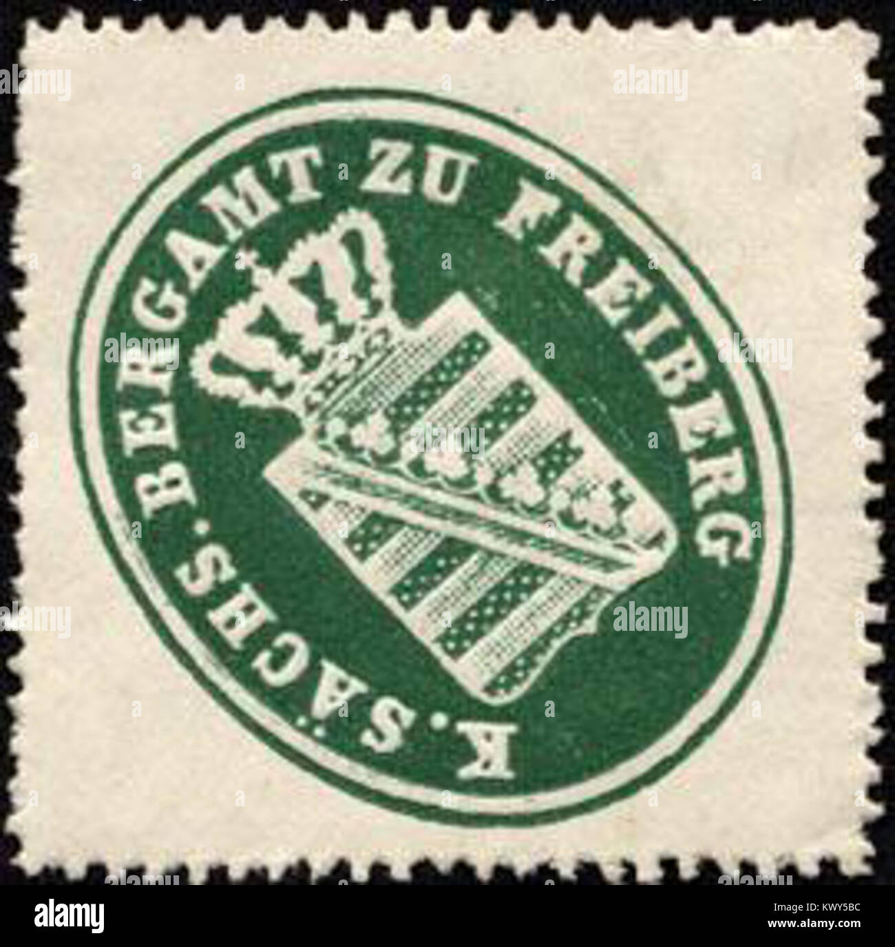 Sceau du Royal Saxon Mining Office à Freiberg, Allemagne, utilisé pour la documentation administrative officielle relative aux ressources minières et minérales. Banque D'Images
