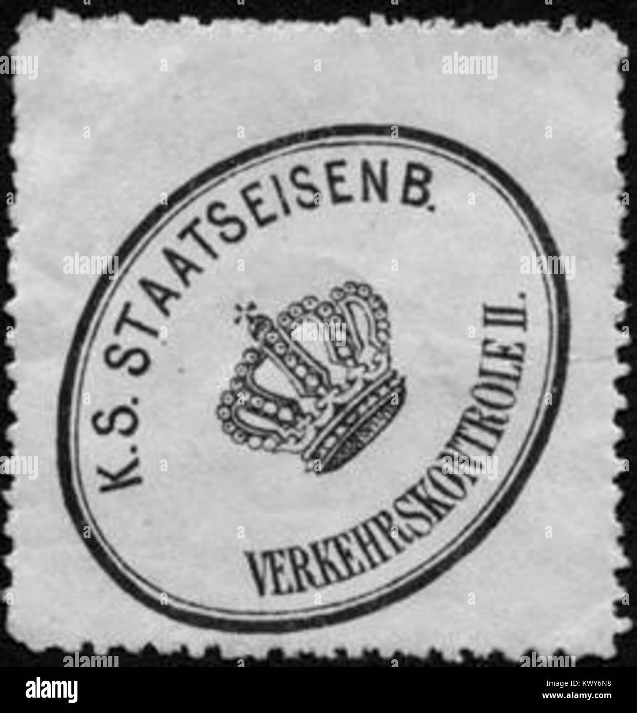 Sceau du Royal Saxon State Railway Traffic Control II, utilisé pour les documents officiels et les dossiers administratifs concernant les opérations ferroviaires et la surveillance de la sécurité en Saxe. Banque D'Images