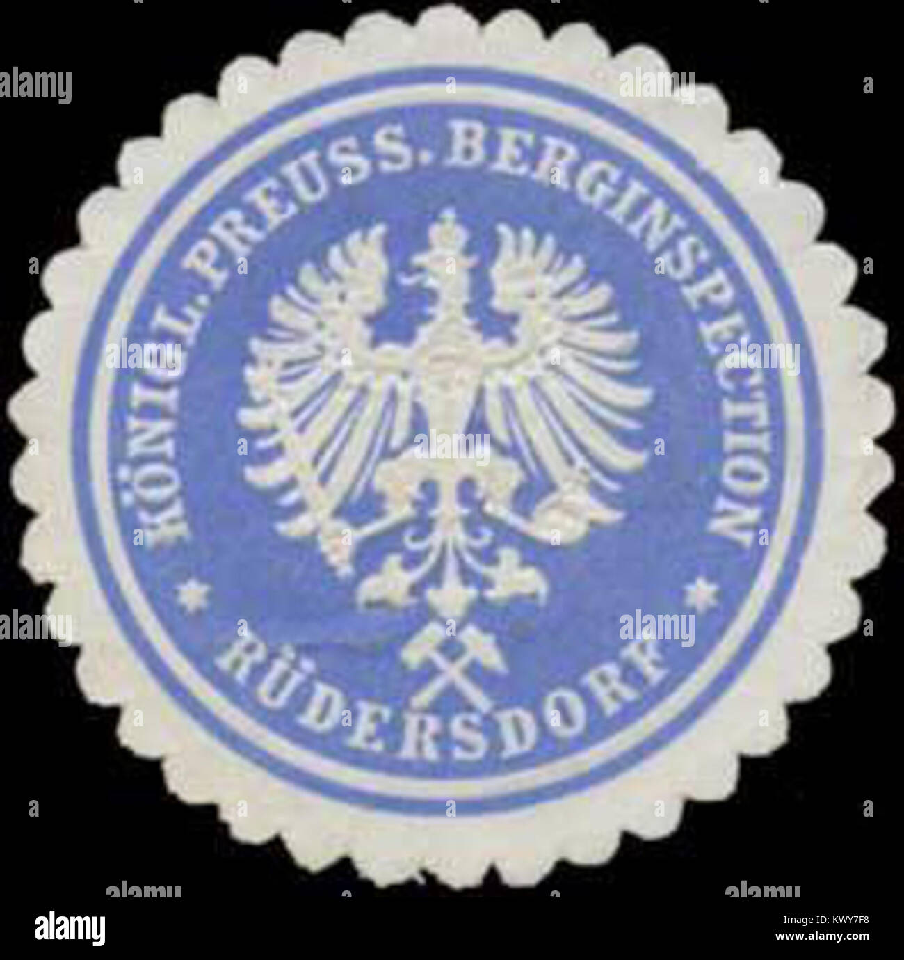 Le sceau du Bureau royal prussien d'inspection minière à Rüdersdorf a été utilisé pour certifier les documents relatifs à l'exploitation minière et superviser les opérations d'extraction minière sous l'autorité de l'État. Banque D'Images