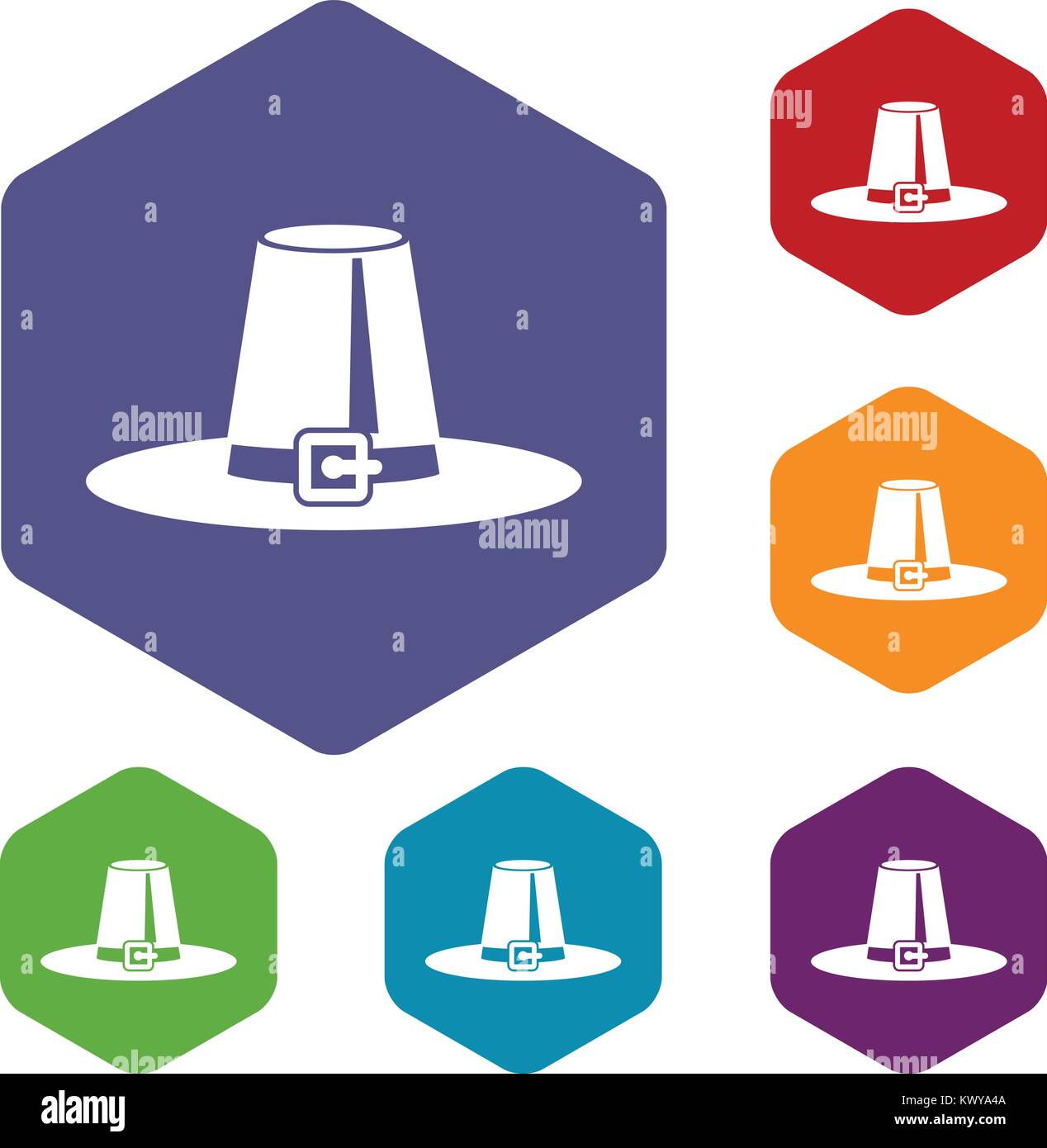 Pilgrim hat icons set Illustration de Vecteur